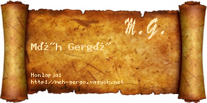 Méh Gergő névjegykártya